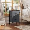 imageWLIVE Night Stand Small 2 Drawer Dresser Nightstand with Fabric Bins for Bedroom Closet Dorm Rustic Brown Wood Grain Print 118quot D x 157quot W x 209quot HDark Grey