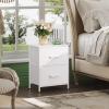 imageWLIVE Night Stand Small 2 Drawer Dresser Nightstand with Fabric Bins for Bedroom Closet Dorm Rustic Brown Wood Grain Print 118quot D x 157quot W x 209quot HWhite