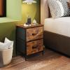 imageWLIVE Night Stand Small 2 Drawer Dresser Nightstand with Fabric Bins for Bedroom Closet Dorm Rustic Brown Wood Grain Print 118quot D x 157quot W x 209quot HRustic Brown