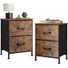 imageWLIVE Night Stand Small 2 Drawer Dresser Nightstand with Fabric Bins for Bedroom Closet Dorm Rustic Brown Wood Grain Print 118quot D x 157quot W x 209quot HRustic Brown