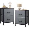 imageWLIVE Night Stand Small 2 Drawer Dresser Nightstand with Fabric Bins for Bedroom Closet Dorm Rustic Brown Wood Grain Print 118quot D x 157quot W x 209quot HDark Grey