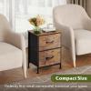 imageWLIVE Night Stand Small 2 Drawer Dresser Nightstand with Fabric Bins for Bedroom Closet Dorm Rustic Brown Wood Grain Print 118quot D x 157quot W x 209quot HRustic Brown