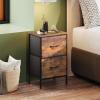 imageWLIVE Night Stand Small 2 Drawer Dresser Nightstand with Fabric Bins for Bedroom Closet Dorm Rustic Brown Wood Grain Print 118quot D x 157quot W x 209quot HRustic Brown Tall