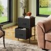 imageWLIVE Night Stand Small 2 Drawer Dresser Nightstand with Fabric Bins for Bedroom Closet Dorm Rustic Brown Wood Grain Print 118quot D x 157quot W x 209quot HCharcoal Blacktall