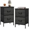 imageWLIVE Night Stand Small 2 Drawer Dresser Nightstand with Fabric Bins for Bedroom Closet Dorm Rustic Brown Wood Grain Print 118quot D x 157quot W x 209quot HCharcoal Black Wood Grain Printtall