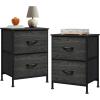 imageWLIVE Night Stand Small 2 Drawer Dresser Nightstand with Fabric Bins for Bedroom Closet Dorm Rustic Brown Wood Grain Print 118quot D x 157quot W x 209quot HCharcoal Black Wood Grain Print