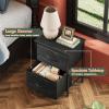 imageWLIVE Night Stand Small 2 Drawer Dresser Nightstand with Fabric Bins for Bedroom Closet Dorm Rustic Brown Wood Grain Print 118quot D x 157quot W x 209quot HCharcoal Black Wood Grain Print