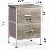 imageWLIVE Night Stand Small 2 Drawer Dresser Nightstand with Fabric Bins for Bedroom Closet Dorm Rustic Brown Wood Grain Print 118quot D x 157quot W x 209quot HGreige Oaktall