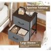 imageWLIVE Night Stand Small 2 Drawer Dresser Nightstand with Fabric Bins for Bedroom Closet Dorm Rustic Brown Wood Grain Print 118quot D x 157quot W x 209quot HDark Grey