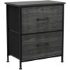 imageWLIVE Night Stand Small 2 Drawer Dresser Nightstand with Fabric Bins for Bedroom Closet Dorm Rustic Brown Wood Grain Print 118quot D x 157quot W x 209quot HCharcoal Black Wood Grain Print