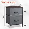 imageWLIVE Night Stand Small 2 Drawer Dresser Nightstand with Fabric Bins for Bedroom Closet Dorm Rustic Brown Wood Grain Print 118quot D x 157quot W x 209quot HDark Grey