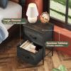 imageWLIVE Night Stand Small 2 Drawer Dresser Nightstand with Fabric Bins for Bedroom Closet Dorm Rustic Brown Wood Grain Print 118quot D x 157quot W x 209quot HCharcoal Black Wood Grain Printtall
