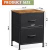 imageWLIVE Night Stand Small 2 Drawer Dresser Nightstand with Fabric Bins for Bedroom Closet Dorm Rustic Brown Wood Grain Print 118quot D x 157quot W x 209quot HBlack and Rustic Brown