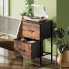 imageWLIVE Night Stand Small 2 Drawer Dresser Nightstand with Fabric Bins for Bedroom Closet Dorm Rustic Brown Wood Grain Print 118quot D x 157quot W x 209quot HRustic Brown Tall