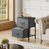 imageWLIVE Night Stand Small 2 Drawer Dresser Nightstand with Fabric Bins for Bedroom Closet Dorm Rustic Brown Wood Grain Print 118quot D x 157quot W x 209quot HDark Grey