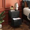 imageWLIVE Night Stand Small 2 Drawer Dresser Nightstand with Fabric Bins for Bedroom Closet Dorm Rustic Brown Wood Grain Print 118quot D x 157quot W x 209quot HCharcoal Blacktall