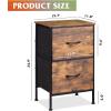 imageWLIVE Night Stand Small 2 Drawer Dresser Nightstand with Fabric Bins for Bedroom Closet Dorm Rustic Brown Wood Grain Print 118quot D x 157quot W x 209quot HRustic Brown Tall