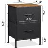 imageWLIVE Night Stand Small 2 Drawer Dresser Nightstand with Fabric Bins for Bedroom Closet Dorm Rustic Brown Wood Grain Print 118quot D x 157quot W x 209quot HBlack and Rustic Browntall