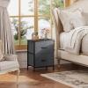 imageWLIVE Night Stand Small 2 Drawer Dresser Nightstand with Fabric Bins for Bedroom Closet Dorm Rustic Brown Wood Grain Print 118quot D x 157quot W x 209quot HDark Grey
