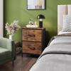 imageWLIVE Night Stand Small 2 Drawer Dresser Nightstand with Fabric Bins for Bedroom Closet Dorm Rustic Brown Wood Grain Print 118quot D x 157quot W x 209quot HRustic Brown