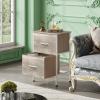 imageWLIVE Night Stand Small 2 Drawer Dresser Nightstand with Fabric Bins for Bedroom Closet Dorm Rustic Brown Wood Grain Print 118quot D x 157quot W x 209quot HGreige Oaktall