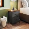 imageWLIVE Night Stand Small 2 Drawer Dresser Nightstand with Fabric Bins for Bedroom Closet Dorm Rustic Brown Wood Grain Print 118quot D x 157quot W x 209quot HBlack and Rustic Brown
