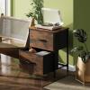 imageWLIVE Night Stand Small 2 Drawer Dresser Nightstand with Fabric Bins for Bedroom Closet Dorm Rustic Brown Wood Grain Print 118quot D x 157quot W x 209quot HRustic Brown