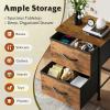 imageWLIVE Night Stand Small 2 Drawer Dresser Nightstand with Fabric Bins for Bedroom Closet Dorm Rustic Brown Wood Grain Print 118quot D x 157quot W x 209quot HRustic Brown