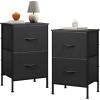 imageWLIVE Night Stand Small 2 Drawer Dresser Nightstand with Fabric Bins for Bedroom Closet Dorm Rustic Brown Wood Grain Print 118quot D x 157quot W x 209quot HCharcoal Blacktall