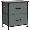 imageWLIVE Night Stand Small 2 Drawer Dresser Nightstand with Fabric Bins for Bedroom Closet Dorm Rustic Brown Wood Grain Print 118quot D x 157quot W x 209quot HDark Grey