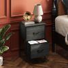 imageWLIVE Night Stand Small 2 Drawer Dresser Nightstand with Fabric Bins for Bedroom Closet Dorm Rustic Brown Wood Grain Print 118quot D x 157quot W x 209quot HCharcoal Black Wood Grain Printtall