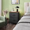 imageWLIVE Night Stand Small 2 Drawer Dresser Nightstand with Fabric Bins for Bedroom Closet Dorm Rustic Brown Wood Grain Print 118quot D x 157quot W x 209quot HBlack and Rustic Brown