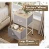 imageWLIVE Night Stand Small 2 Drawer Dresser Nightstand with Fabric Bins for Bedroom Closet Dorm Rustic Brown Wood Grain Print 118quot D x 157quot W x 209quot HLight Greytall