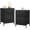 imageWLIVE Night Stand Small 2 Drawer Dresser Nightstand with Fabric Bins for Bedroom Closet Dorm Rustic Brown Wood Grain Print 118quot D x 157quot W x 209quot HCharcoal Black