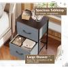 imageWLIVE Night Stand Small 2 Drawer Dresser Nightstand with Fabric Bins for Bedroom Closet Dorm Rustic Brown Wood Grain Print 118quot D x 157quot W x 209quot HDark Greytall