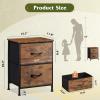 imageWLIVE Night Stand Small 2 Drawer Dresser Nightstand with Fabric Bins for Bedroom Closet Dorm Rustic Brown Wood Grain Print 118quot D x 157quot W x 209quot HRustic Brown