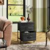 imageWLIVE Night Stand Small 2 Drawer Dresser Nightstand with Fabric Bins for Bedroom Closet Dorm Rustic Brown Wood Grain Print 118quot D x 157quot W x 209quot HCharcoal Black Wood Grain Print