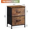 imageWLIVE Night Stand Small 2 Drawer Dresser Nightstand with Fabric Bins for Bedroom Closet Dorm Rustic Brown Wood Grain Print 118quot D x 157quot W x 209quot HRustic Brown