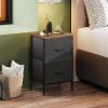 imageWLIVE Night Stand Small 2 Drawer Dresser Nightstand with Fabric Bins for Bedroom Closet Dorm Rustic Brown Wood Grain Print 118quot D x 157quot W x 209quot HBlack and Rustic Browntall