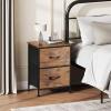 imageWLIVE Night Stand Small 2 Drawer Dresser Nightstand with Fabric Bins for Bedroom Closet Dorm Rustic Brown Wood Grain Print 118quot D x 157quot W x 209quot HRustic Brown