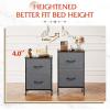 imageWLIVE Night Stand Small 2 Drawer Dresser Nightstand with Fabric Bins for Bedroom Closet Dorm Rustic Brown Wood Grain Print 118quot D x 157quot W x 209quot HDark Greytall