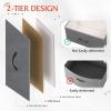 imageWLIVE Night Stand Small 2 Drawer Dresser Nightstand with Fabric Bins for Bedroom Closet Dorm Rustic Brown Wood Grain Print 118quot D x 157quot W x 209quot HDark Greytall