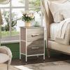 imageWLIVE Night Stand Small 2 Drawer Dresser Nightstand with Fabric Bins for Bedroom Closet Dorm Rustic Brown Wood Grain Print 118quot D x 157quot W x 209quot HGreige Oaktall