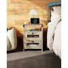 imageWLIVE Night Stand with Charger Station End Tables Bedroom Living Room Bed Side Table with 2 Wooden Storage Drawers Farmhouse Nightstand with USB Ports and Outlets Dark Rustic OakGreige