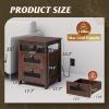 imageWLIVE Night Stand with Charger Station End Tables Bedroom Living Room Bed Side Table with 2 Wooden Storage Drawers Farmhouse Nightstand with USB Ports and Outlets Dark Rustic OakEspresso