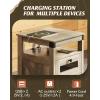 imageWLIVE Night Stand with Charger Station End Tables Bedroom Living Room Bed Side Table with 2 Wooden Storage Drawers Farmhouse Nightstand with USB Ports and Outlets Dark Rustic OakGreige
