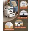 imageWLIVE Night Stand with Charger Station End Tables Bedroom Living Room Bed Side Table with 2 Wooden Storage Drawers Farmhouse Nightstand with USB Ports and Outlets Dark Rustic OakLight Grey