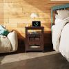 imageWLIVE Night Stand with Charger Station End Tables Bedroom Living Room Bed Side Table with 2 Wooden Storage Drawers Farmhouse Nightstand with USB Ports and Outlets Dark Rustic OakEspresso