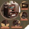 imageWLIVE Night Stand with Charger Station End Tables Bedroom Living Room Bed Side Table with 2 Wooden Storage Drawers Farmhouse Nightstand with USB Ports and Outlets Dark Rustic OakEspresso