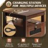 imageWLIVE Night Stand with Charger Station End Tables Bedroom Living Room Bed Side Table with 2 Wooden Storage Drawers Farmhouse Nightstand with USB Ports and Outlets Dark Rustic OakEspresso
